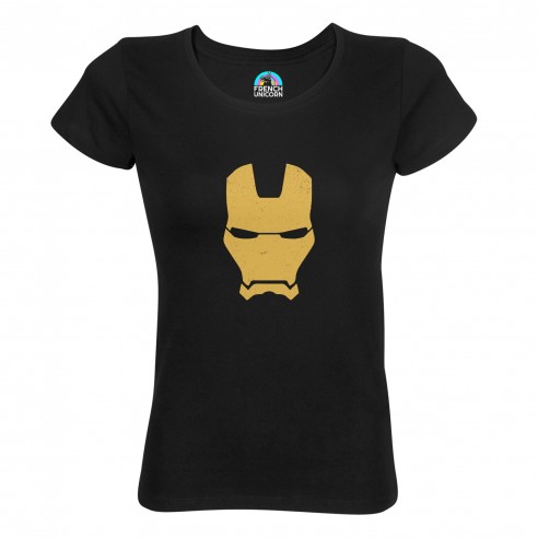 T-shirt Femme Col Echancré Iron Man Masque Super Héros BD Film Geek