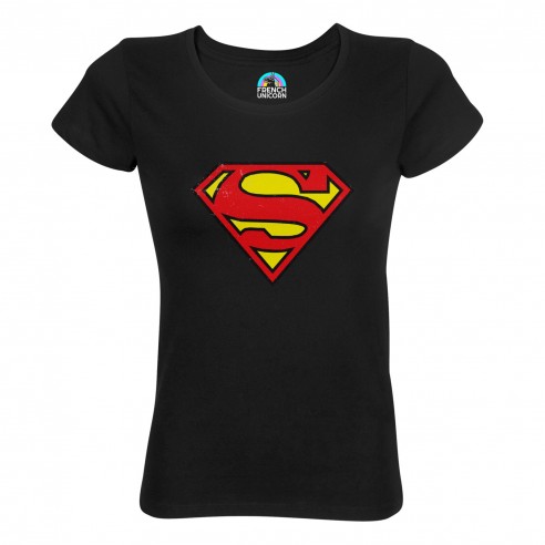 T-shirt Femme Col Echancré Superman Super Héros BD Film Geek