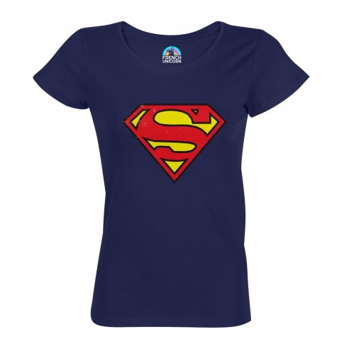 T-shirt Femme Col Echancré Superman Super Héros BD Film Geek