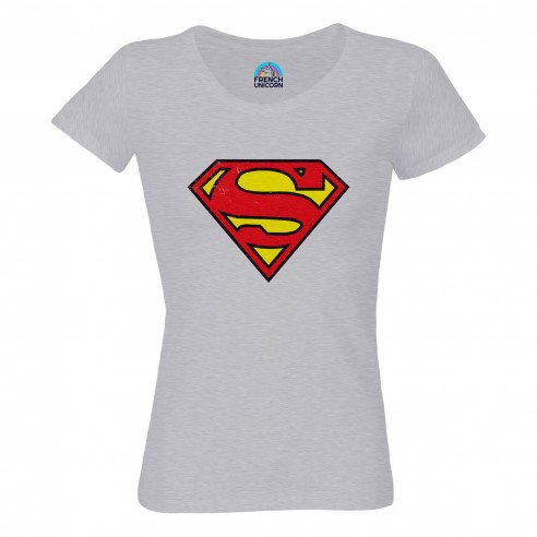 T-shirt Femme Col Echancré Superman Super Héros BD Film Geek