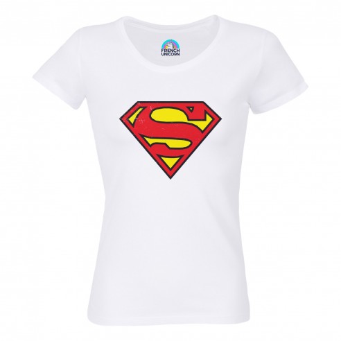 T-shirt Femme Col Echancré Superman Super Héros BD Film Geek
