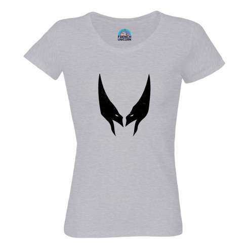 T-shirt Femme Col Echancré Wolverine Symbole Super Héros BD Film Geek