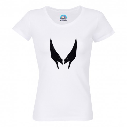 T-shirt Femme Col Echancré Wolverine Symbole Super Héros BD Film Geek