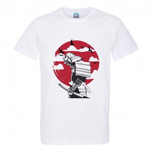 T-shirt Homme Col Rond Samurai Soleil Levant Japon Asie Culture Arts Martiaux