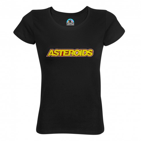 T-shirt Femme Col Echancré Asteroids Jeux Vidéo Retro Gaming Vintage Arcade