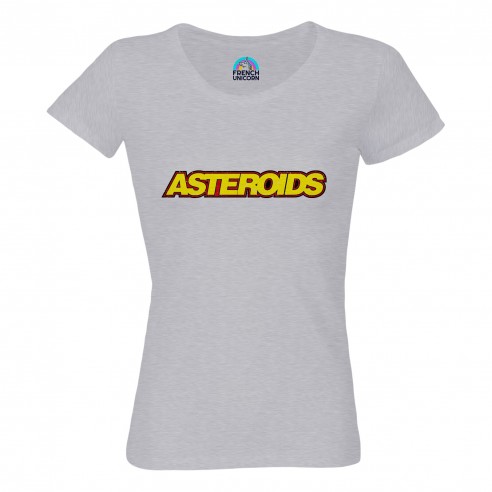 T-shirt Femme Col Echancré Asteroids Jeux Vidéo Retro Gaming Vintage Arcade