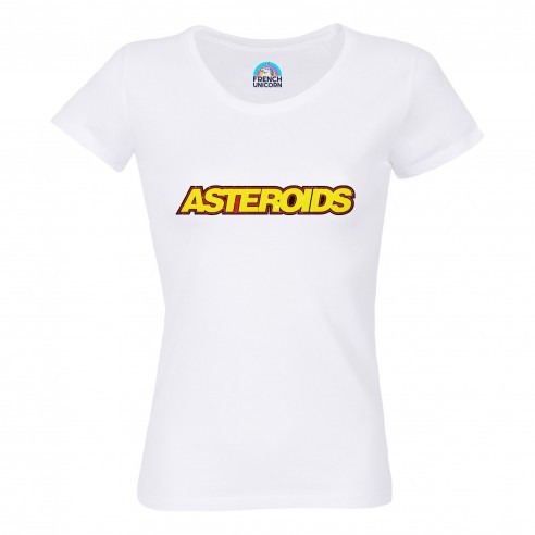 T-shirt Femme Col Echancré Asteroids Jeux Vidéo Retro Gaming Vintage Arcade