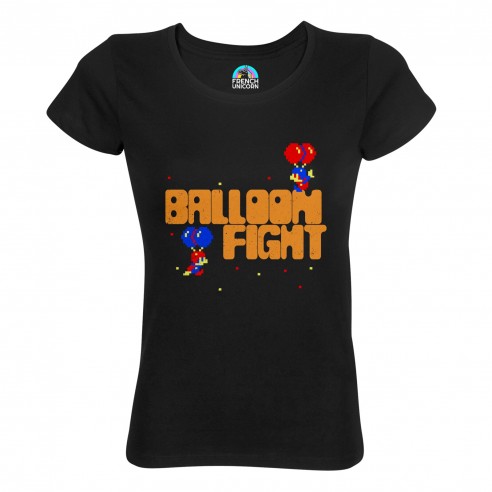 T-shirt Femme Col Echancré Balloon Fight Jeux Vidéo Retro Gaming Vintage Arcade