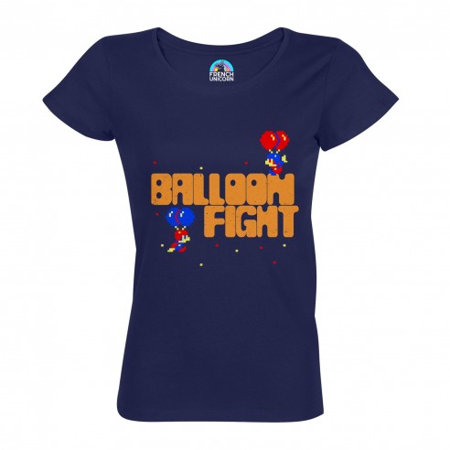 T-shirt Femme Col Echancré Balloon Fight Jeux Vidéo Retro Gaming Vintage Arcade