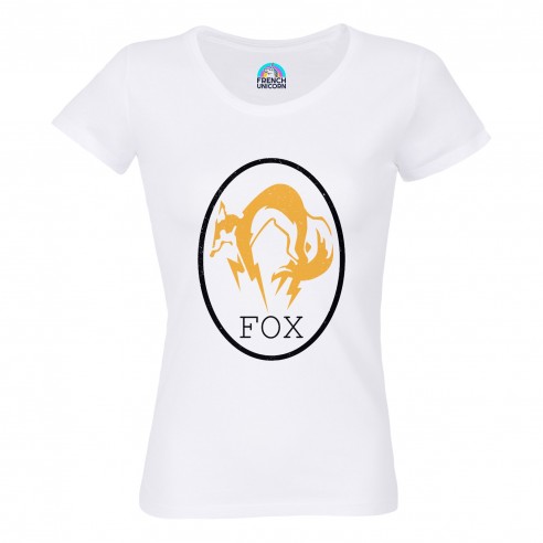 T-shirt Femme Col Echancré Fox Geek Jeux Video Film Forces Spéciales
