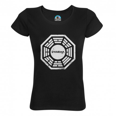 T-shirt Femme Col Echancré Dharma Initiative Geek Jeux Video Serie Film