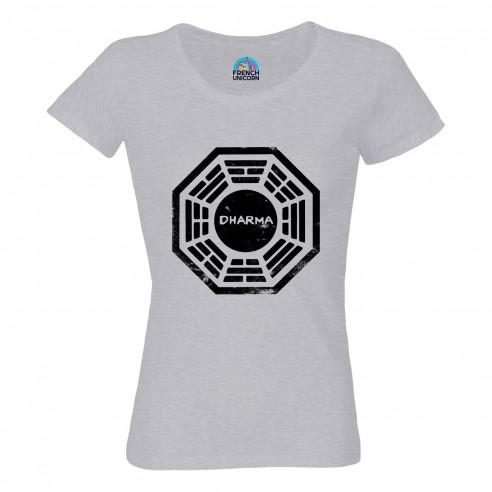 T-shirt Femme Col Echancré Dharma Initiative Geek Jeux Video Serie Film