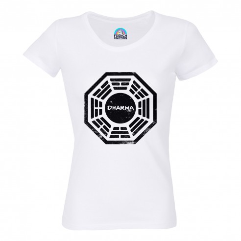 T-shirt Femme Col Echancré Dharma Initiative Geek Jeux Video Serie Film