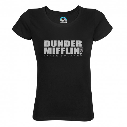 T-shirt Femme Col Echancré Dunder Mifflin Geek Serie TV Film Humour