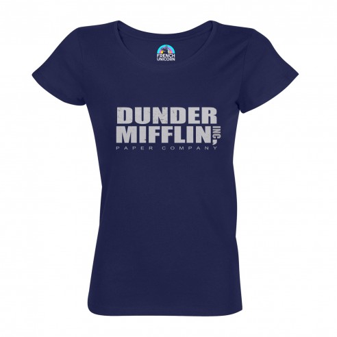T-shirt Femme Col Echancré Dunder Mifflin Geek Serie TV Film Humour