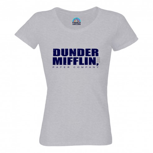 T-shirt Femme Col Echancré Dunder Mifflin Geek Serie TV Film Humour
