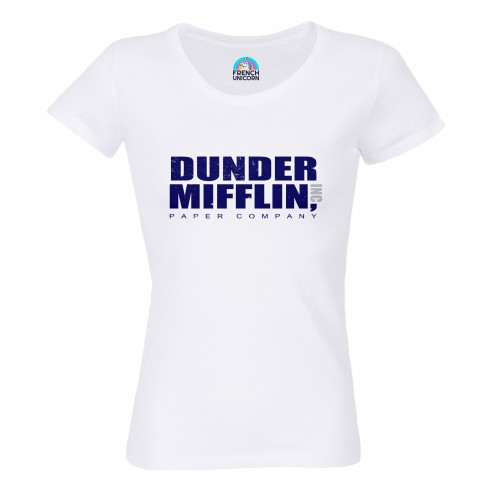T-shirt Femme Col Echancré Dunder Mifflin Geek Serie TV Film Humour