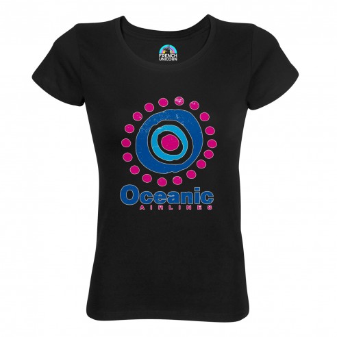 T-shirt Femme Col Echancré Oceanic Airlines Geek Jeux Video Serie TV Film