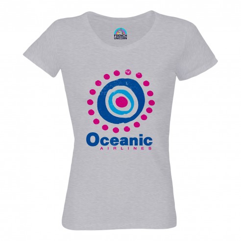 T-shirt Femme Col Echancré Oceanic Airlines Geek Jeux Video Serie TV Film