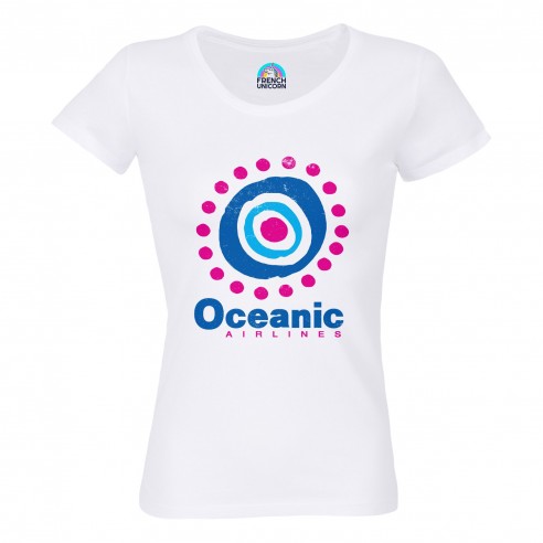T-shirt Femme Col Echancré Oceanic Airlines Geek Jeux Video Serie TV Film