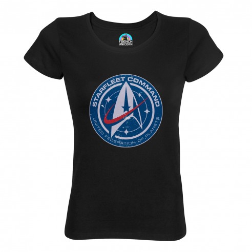 T-shirt Femme Col Echancré Starfleet Command Geek Jeux Video Serie Film