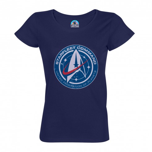 T-shirt Femme Col Echancré Starfleet Command Geek Jeux Video Serie Film