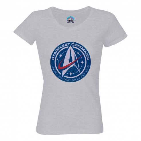 T-shirt Femme Col Echancré Starfleet Command Geek Jeux Video Serie Film