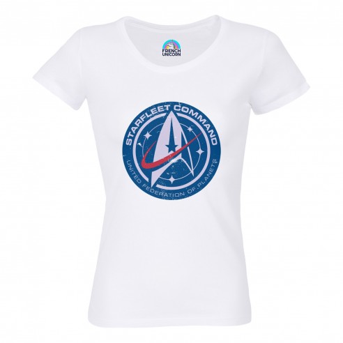 T-shirt Femme Col Echancré Starfleet Command Geek Jeux Video Serie Film