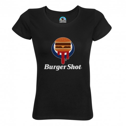 T-shirt Femme Col Echancré Burger Shot Geek Jeux Video Los Angeles