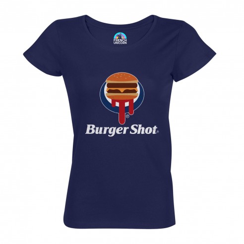 T-shirt Femme Col Echancré Burger Shot Geek Jeux Video Los Angeles