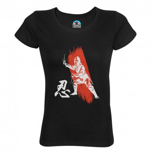 T-shirt Femme Col Echancré Ninja Arts Matiaux Manga Japon Asie Culture