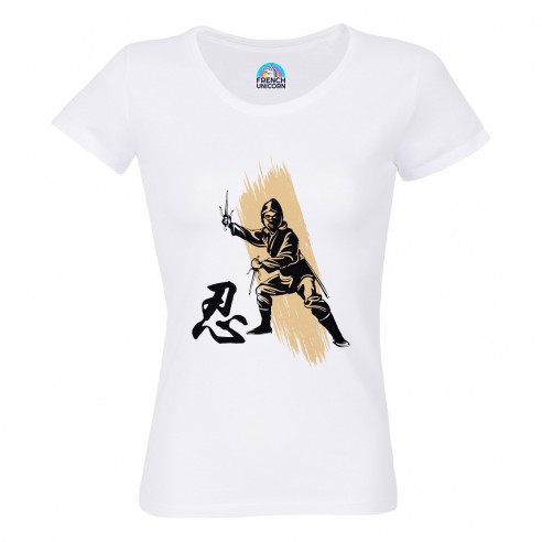 T-shirt Femme Col Echancré Ninja Arts Matiaux Manga Japon Asie Culture