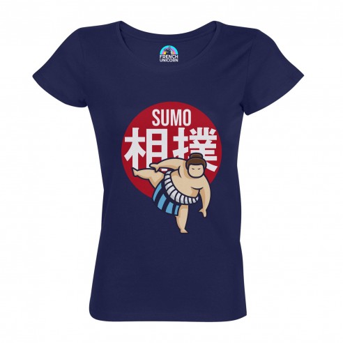 T-shirt Femme Col Echancré Combat de Sumo Lutte Japon Asie Culture