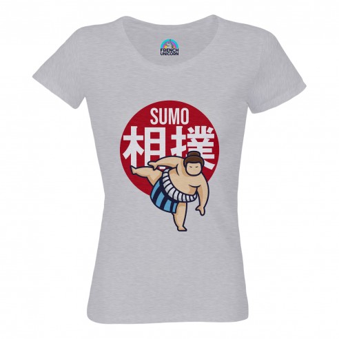 T-shirt Femme Col Echancré Combat de Sumo Lutte Japon Asie Culture