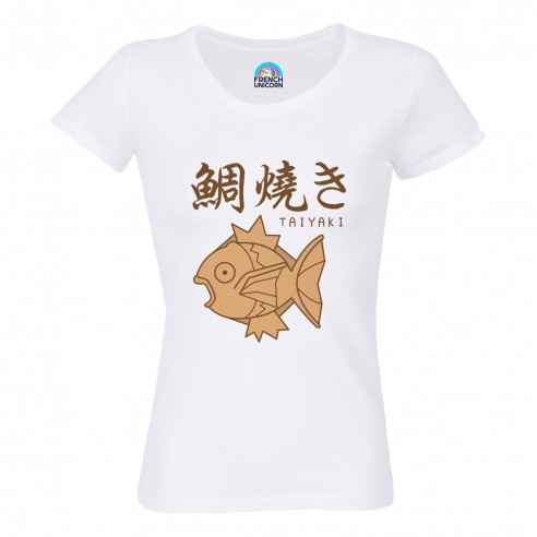T-shirt Femme Col Echancré Taiyaki Glace Dessert Japon Asie Culture