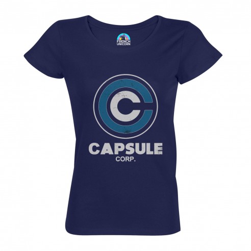 T-shirt Femme Col Echancré Capsule Corp. Geek Jeux Video Serie Film