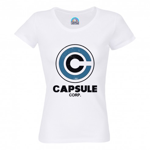 T-shirt Femme Col Echancré Capsule Corp. Geek Jeux Video Serie Film