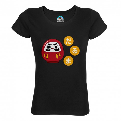 T-shirt Femme Col Echancré Daruma Doll Porte bonheur Japon Asie Culture
