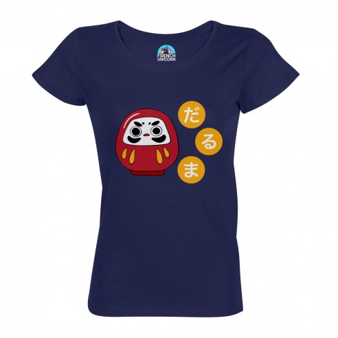 T-shirt Femme Col Echancré Daruma Doll Porte bonheur Japon Asie Culture