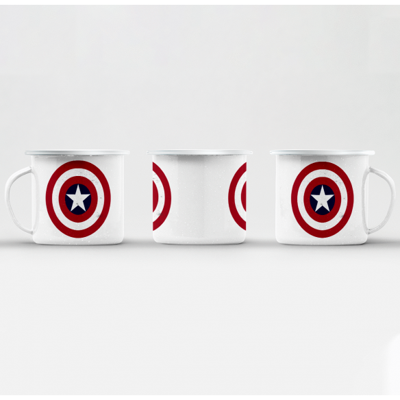 Mug GEEK en Métal Emaillé Captain America Logo Super Héros BD Film Geek
