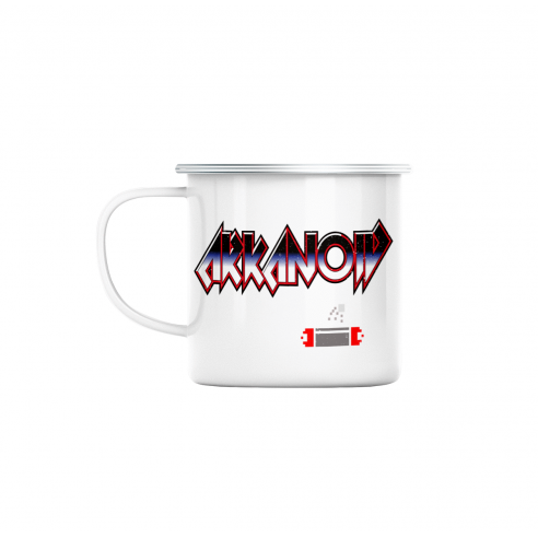 Mug GEEK en Métal Emaillé Arkanoid Jeux Vidéo Retro Gaming Vintage Arcade
