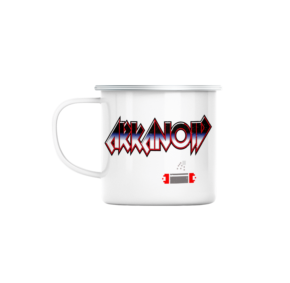 Mug GEEK en Métal Emaillé Arkanoid Jeux Vidéo Retro Gaming Vintage Arcade