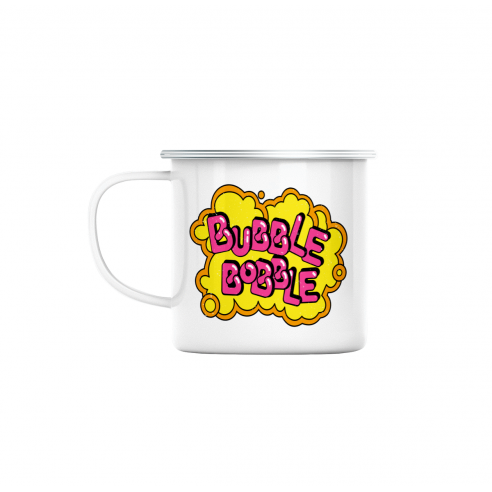Mug GEEK en Métal Emaillé Bubble Bobble Jeux Vidéo Retro Gaming Vintage