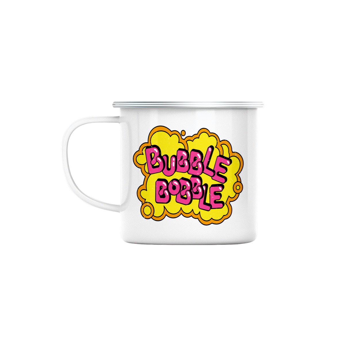Mug GEEK en Métal Emaillé Bubble Bobble Jeux Vidéo Retro Gaming Vintage