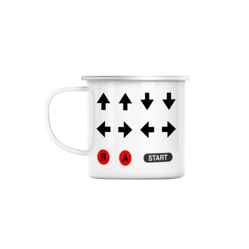Mug GEEK en Métal Emaillé Code Triche Jeux Vidéo Retro Gaming Vintage