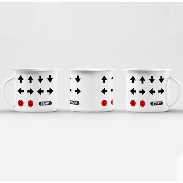 Mug GEEK en Métal Emaillé Code Triche Jeux Vidéo Retro Gaming Vintage