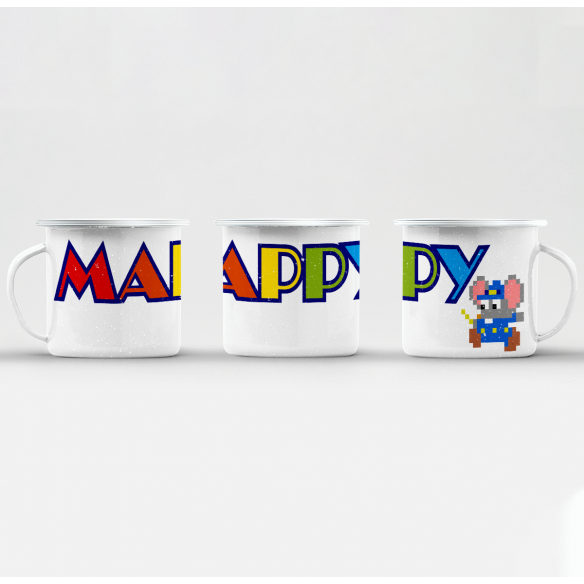 Mug GEEK en Métal Emaillé Mappy Jeux Vidéo Retro Gaming Vintage Arcade