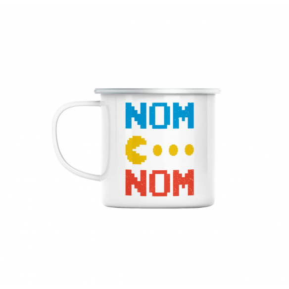 Mug GEEK en Métal Emaillé Pac-Man Nom Nom Jeux Vidéo Retro Gaming 8 Bit