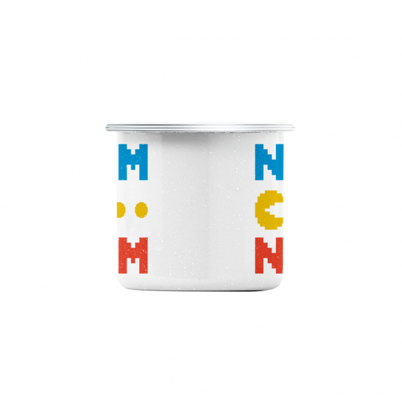 Mug GEEK en Métal Emaillé Pac-Man Nom Nom Jeux Vidéo Retro Gaming 8 Bit