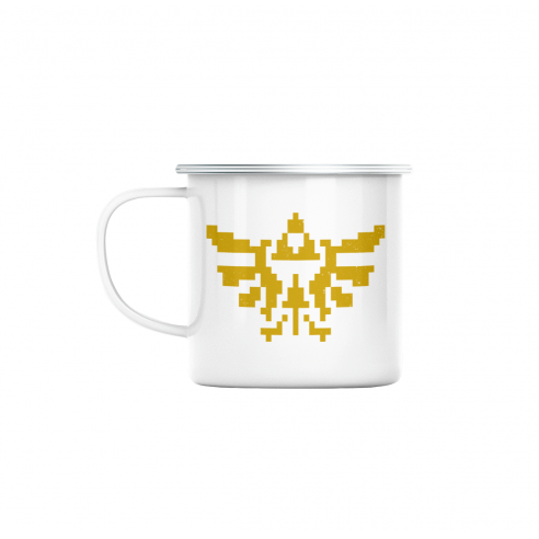 Mug GEEK en Métal Emaillé Hylian Crest Triforce Zelda Jeux Vidéo Retro Gaming Vintage